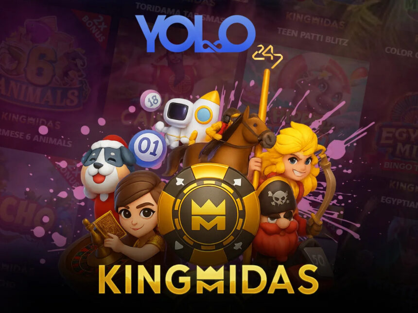 Yolo247.io homepage displaying the Kingmidas Games section on screen